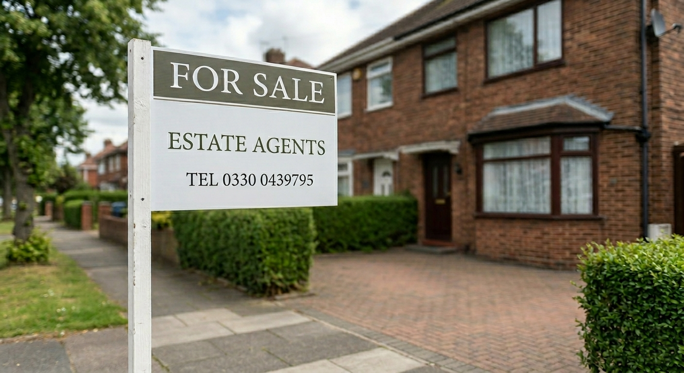 For sale sign outside English home