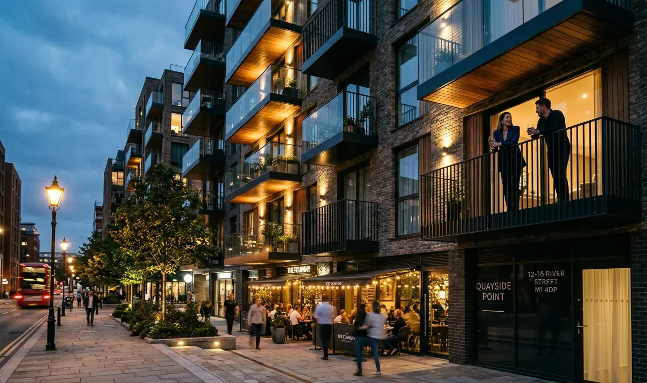 Modern apartment block with balconies